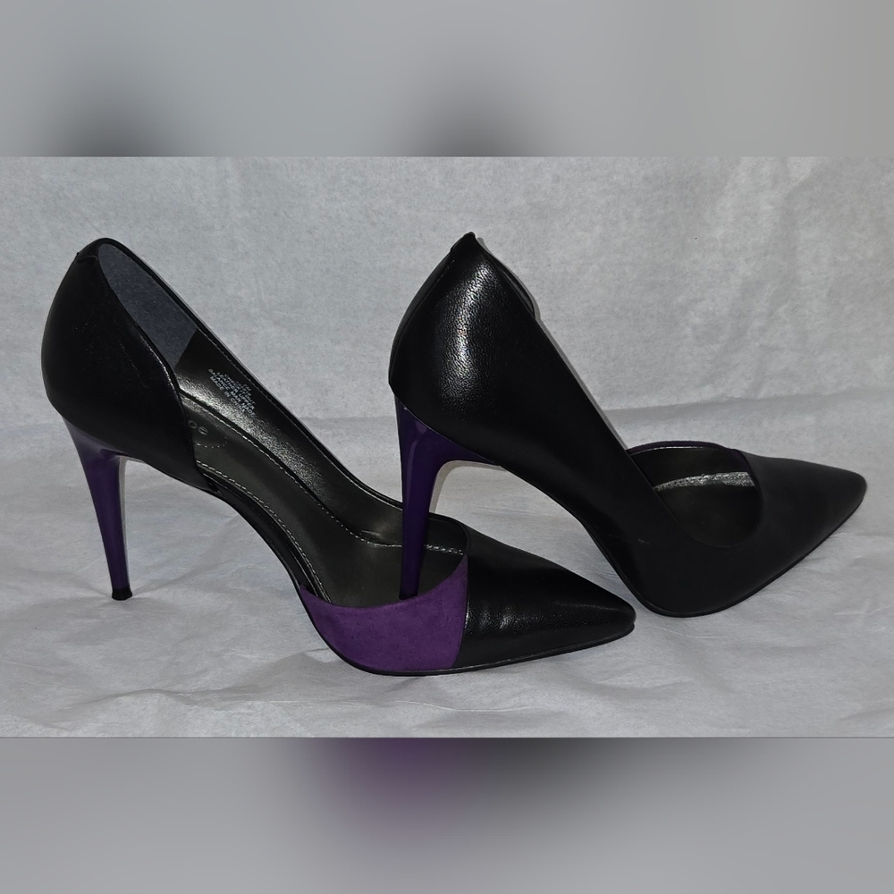 Sleek Black and Purple Stiletto Heels